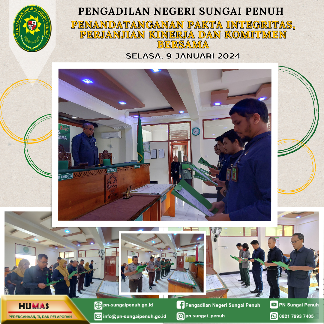 Penandatanganan Pakta Integritas, Perjanjian Kinerja dan Komitmen Bersama.